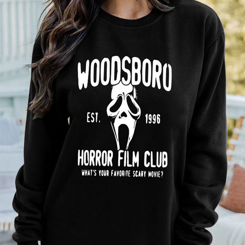 WOODSBORO Printed Round Neck Long Sleeve Sweater