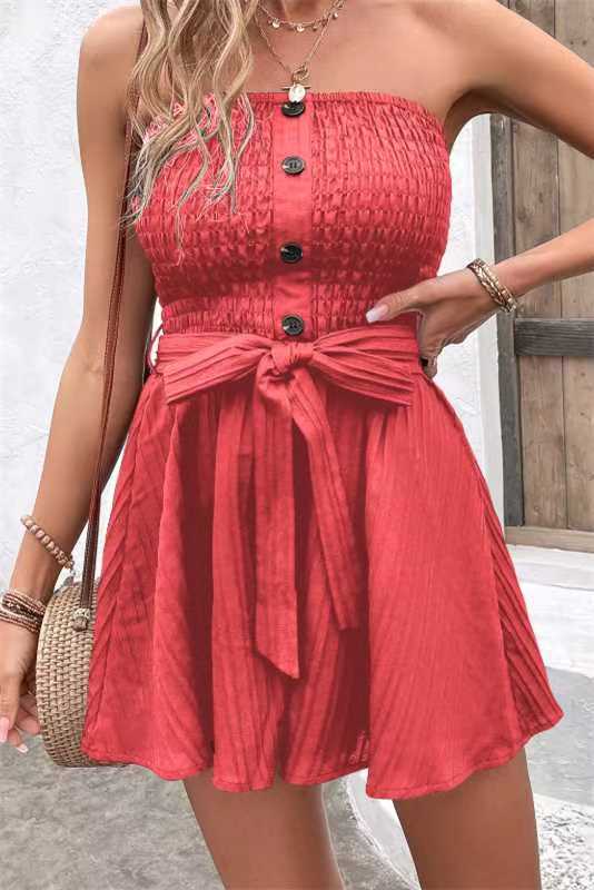 Sexy Casual Solid Tube Top Jumpsuit for Women