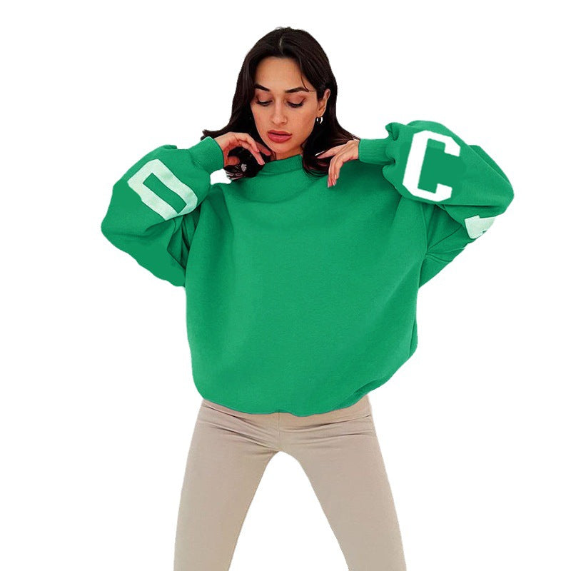 Women's Cozy Letter Print Long Sleeve Loose Pullover Sweater