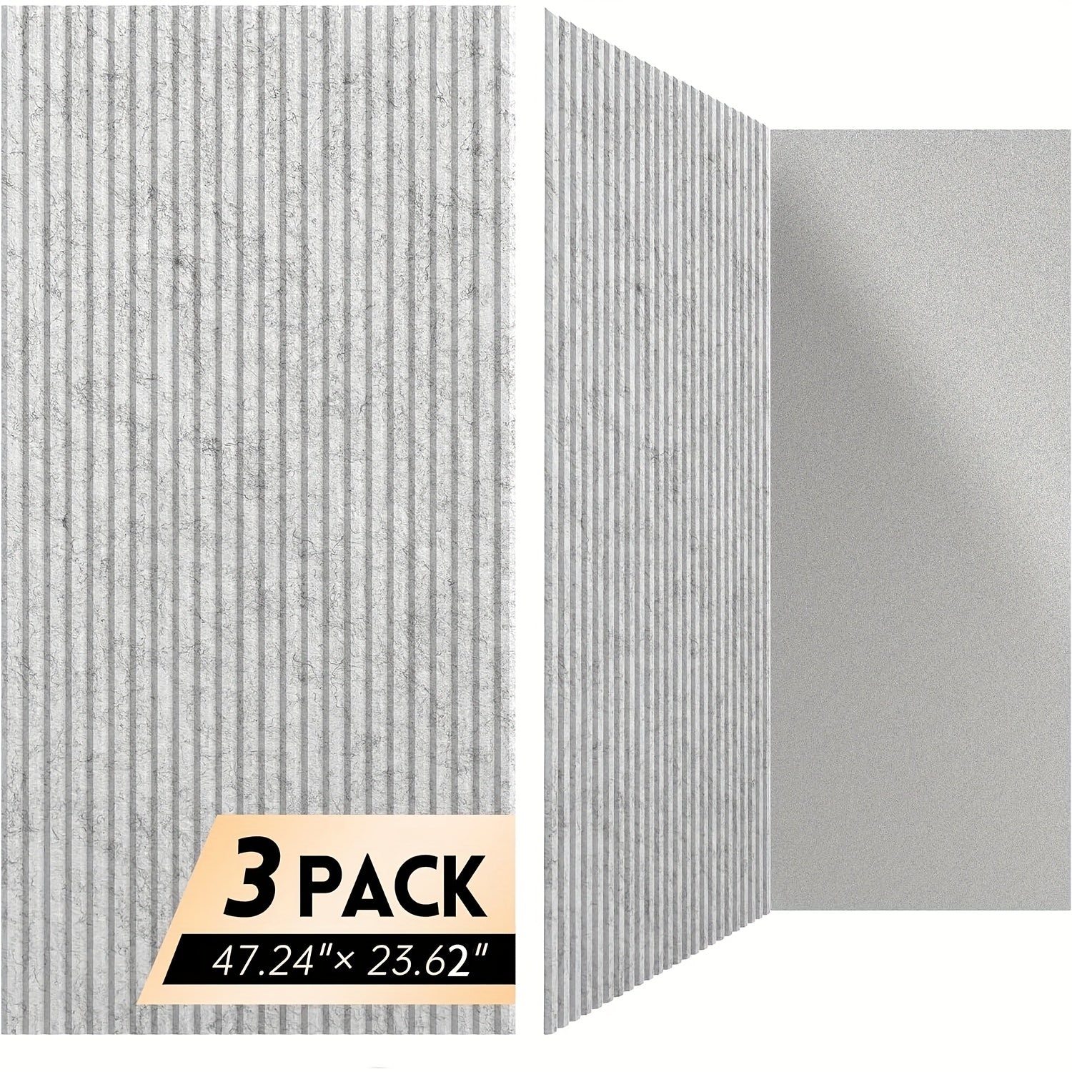 3‑Piece Large Acoustic Foam Wall Panels – 47.25" x 23.65" x 0.35" each – Decorative Sound‑Absorbing Panels for Home Studio or Office