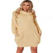 Lapel Loose Slimming and All-matching Pocket Mid-length Sweater