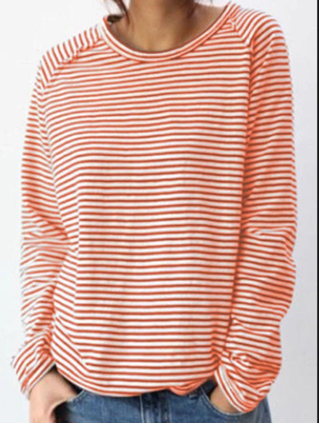 Cozy Striped Raglan Long Sleeve Pullover Sweater