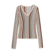 Linen Blended V-neck Long-sleeved Sweater