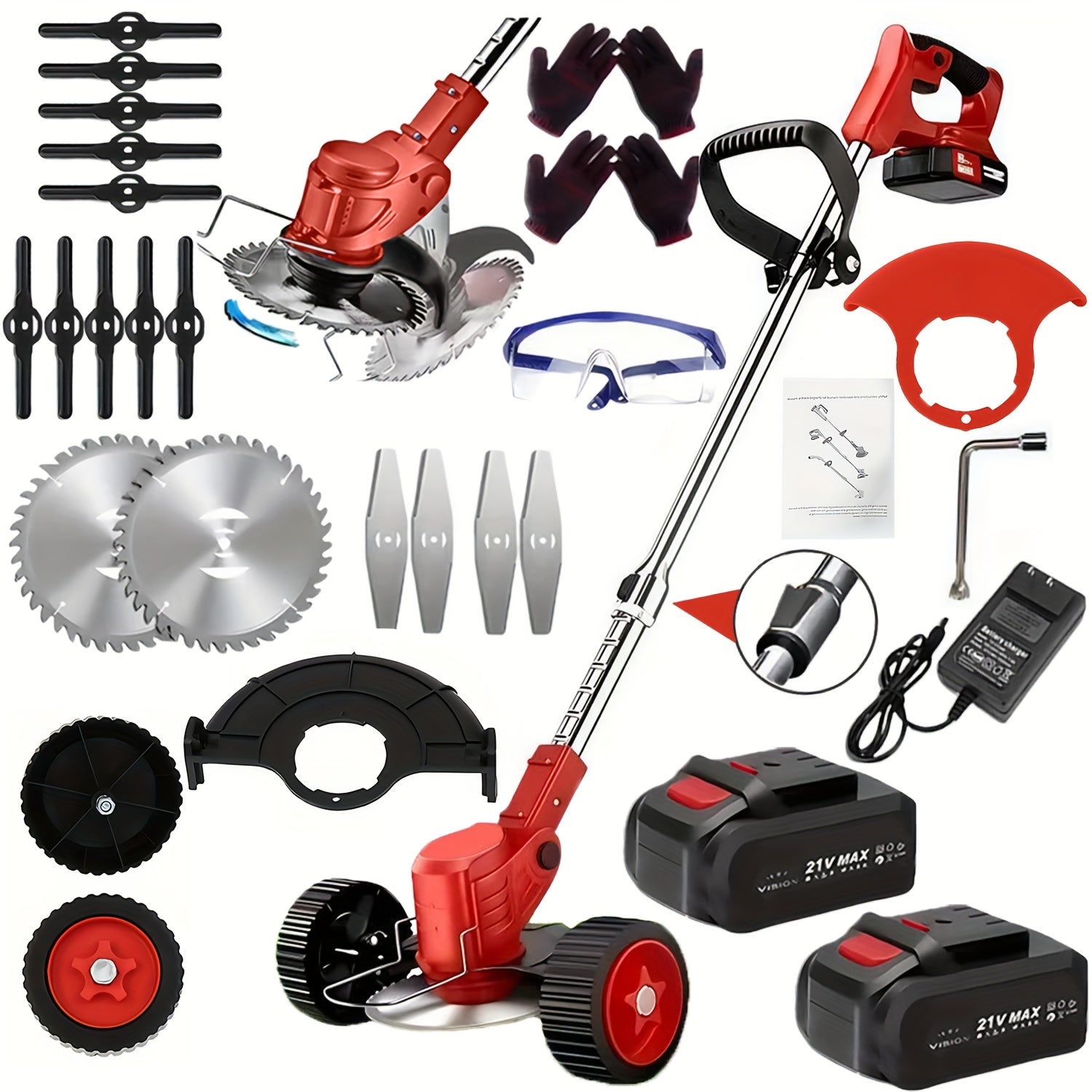 Portable Home Cordless Electric Lawn Mower, Yard Weeder/Cordless Lawn Mower With 3 Blade Sizes And Two High-Capacity Lithium-ion Batteries, Strong Power, Lots Of Freebies, Suitable For Lawn, Yard...
