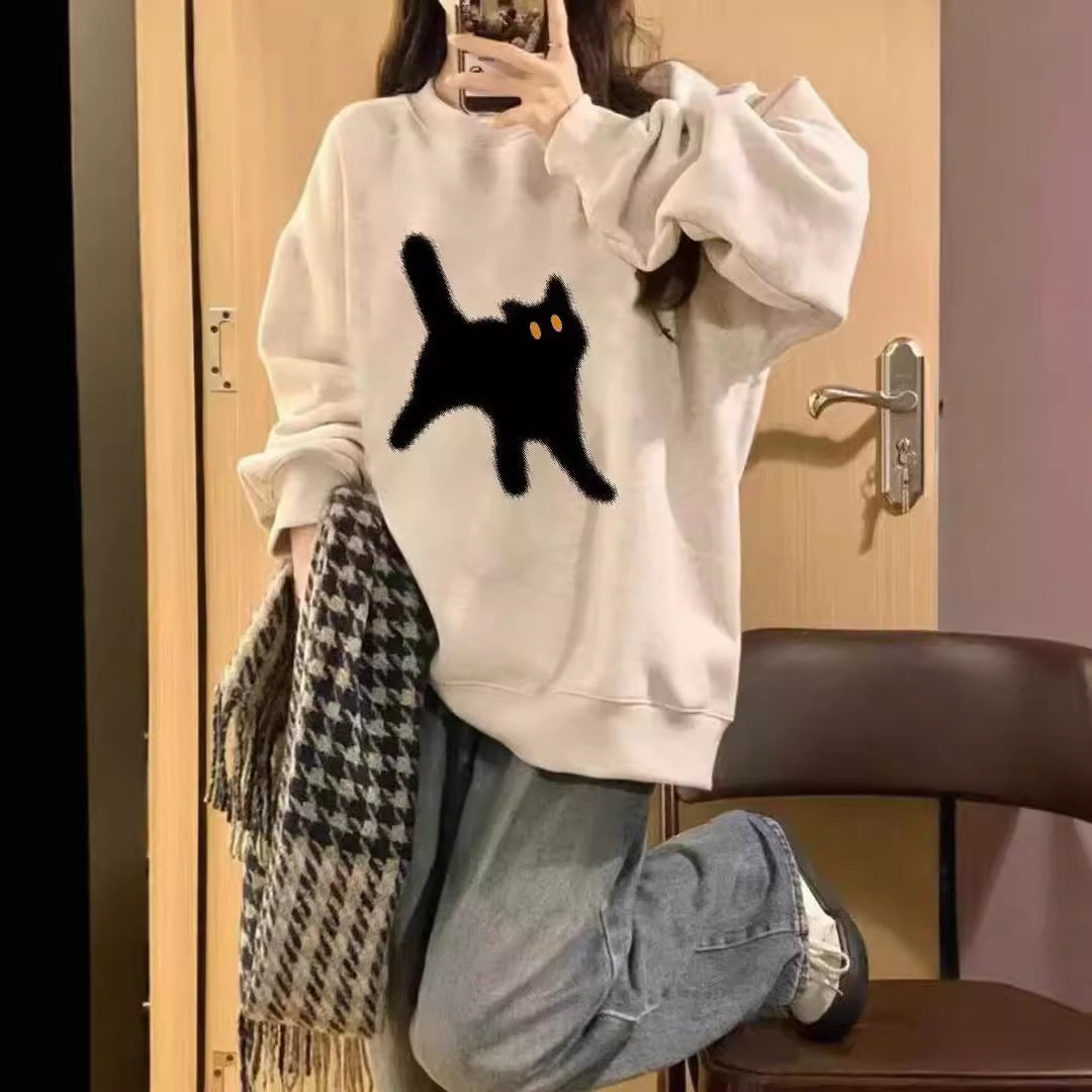 Retro Oversized Crewneck Sweater for Women