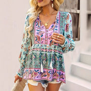 Geometric Lace-Up Puff Sleeve Top – Defined Waist, Fresh Style