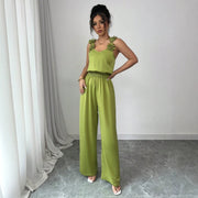 Chic High-Waist Wide-Leg Suspender Jumpsuit