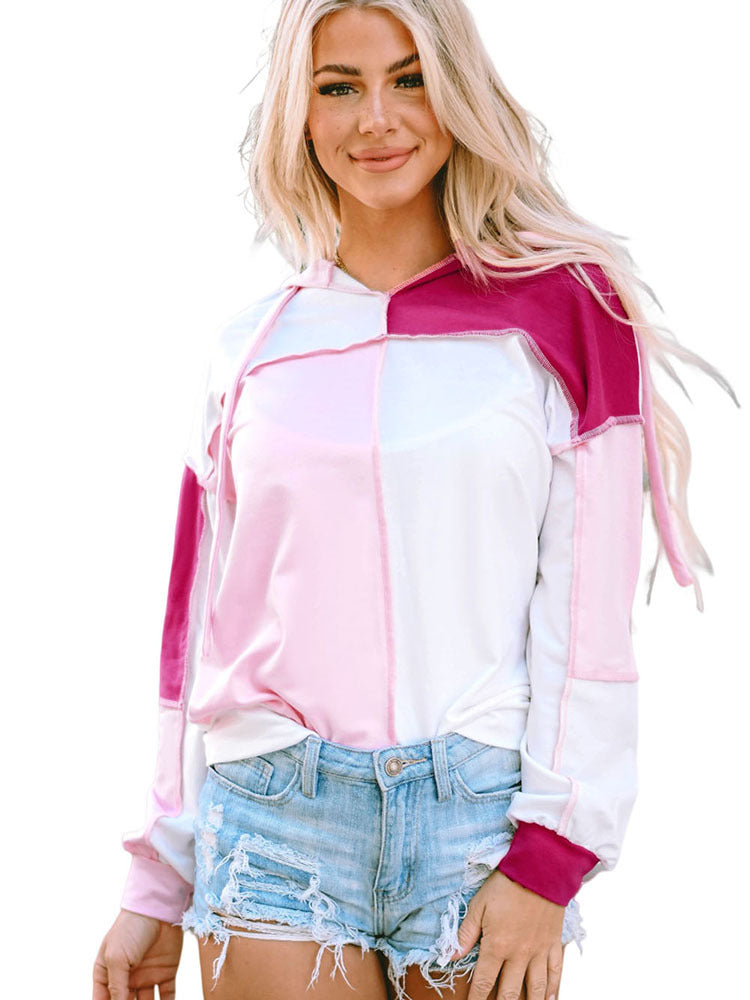 Colorblock Casual Pullover Hoodie for Women