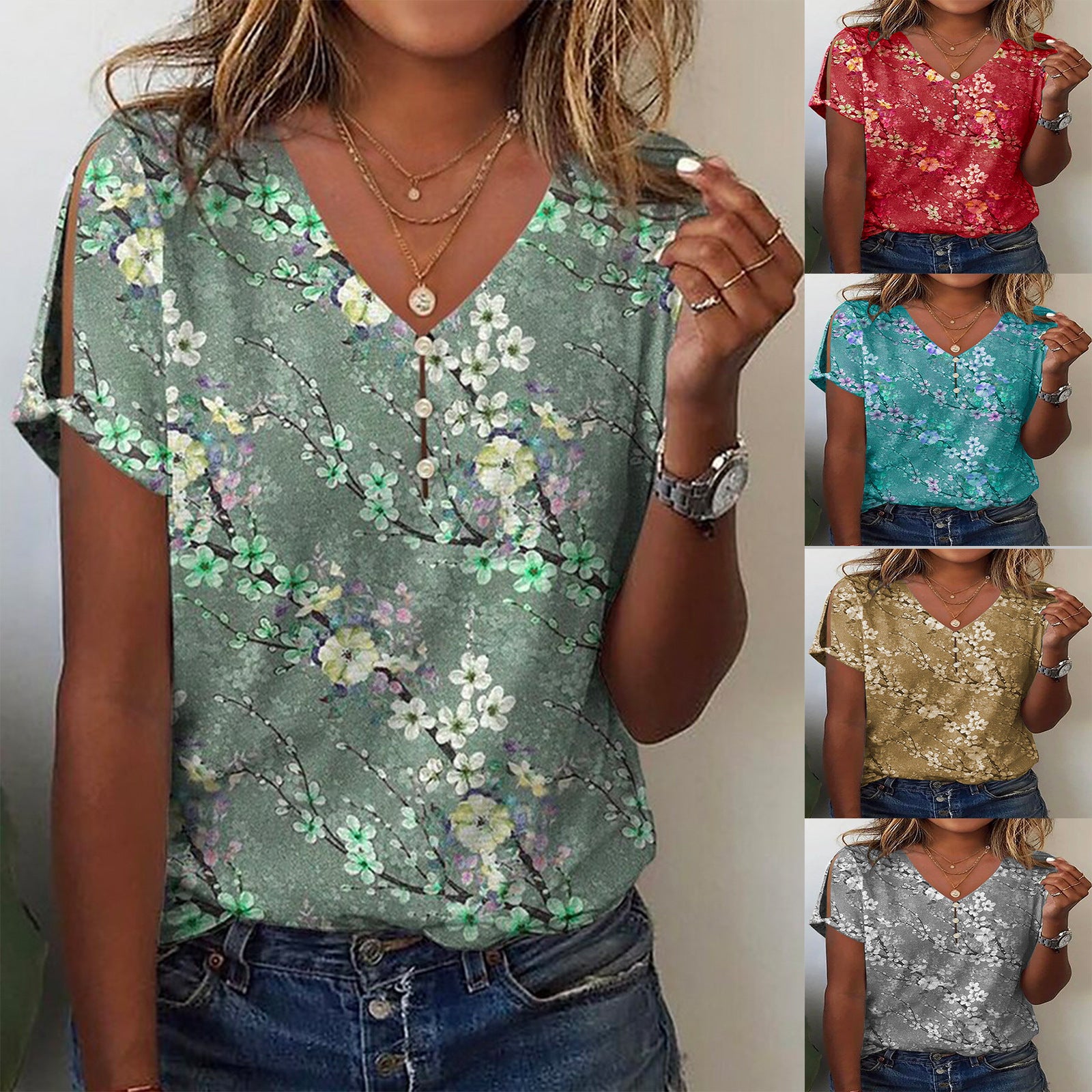 Floral Print Short Sleeve Blouse – Vibrant European & US Styles