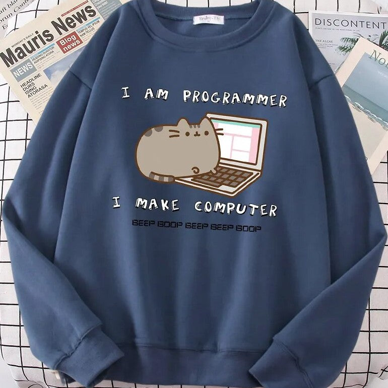 Chic Printed Long Sleeve Loose Pullover Sweatshirt