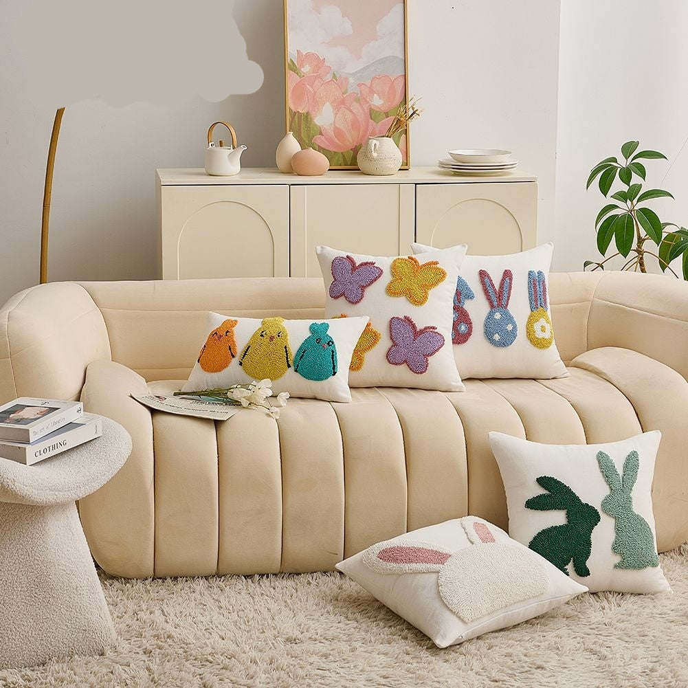 Adorable Easter Bunny Pillowcase with Loop Terry Embroidery