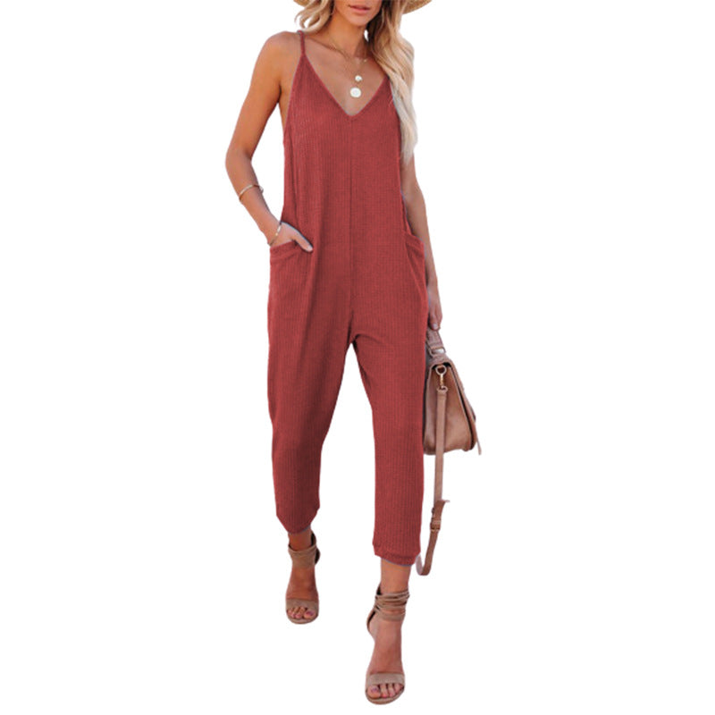 Women's Large Pocket Loose Jumpsuit