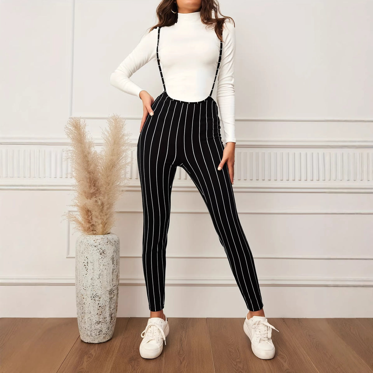 Women's Elegant Casual High-Waist Suspender Jumpsuit