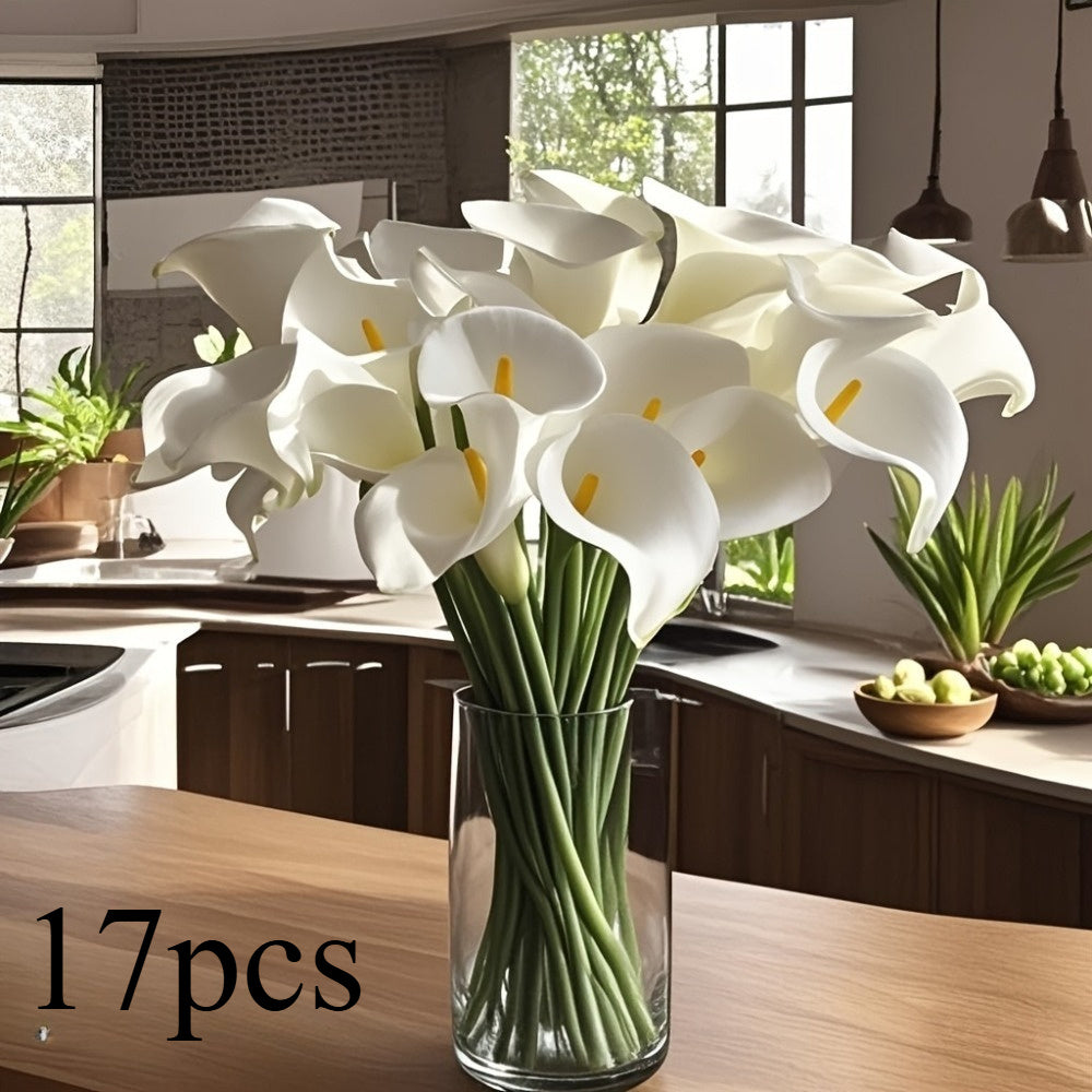 17pcs Artificial Calla Lilies, PU Touch, Suitable for Wedding, Home and Office Decoration, Perfect for Mother'S Day and Spring Arrangements, Flower Decorations, Suitable for Home, Outdoor, Living…