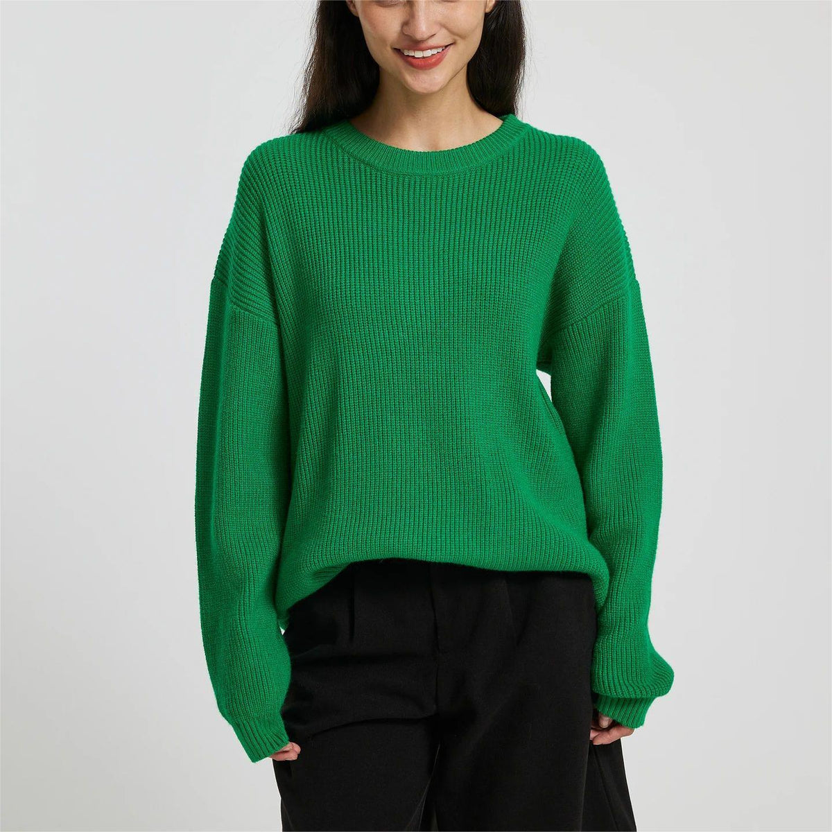 Round Neck Long Sleeve Pullover Loose and Lazy Style Sweater