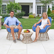 Outdoor Patio Swivel Chair 360 Degree Rotation, Wicker Bistro Set with Thick Cushions, Wicker Lounger Chairs, Rattan Chairs Conversation Set, Coffee Table, Ottoman, Garden Balcony Backyard, Ergonomic Design