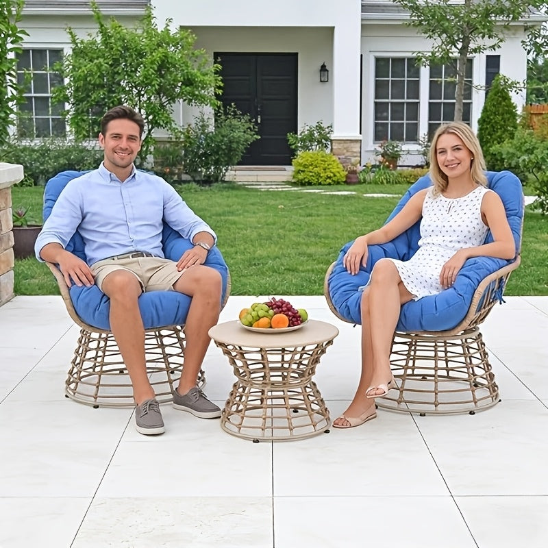 Outdoor Patio Swivel Chair 360 Degree Rotation, Wicker Bistro Set with Thick Cushions, Wicker Lounger Chairs, Rattan Chairs Conversation Set, Coffee Table, Ottoman, Garden Balcony Backyard, Ergonomic Design