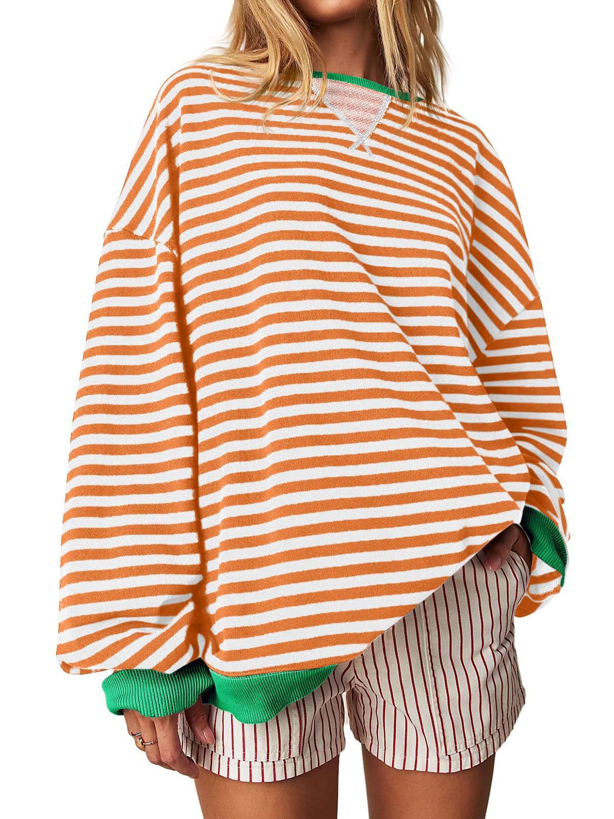Women's Striped Color-Block Embroidered Pullover Sweater