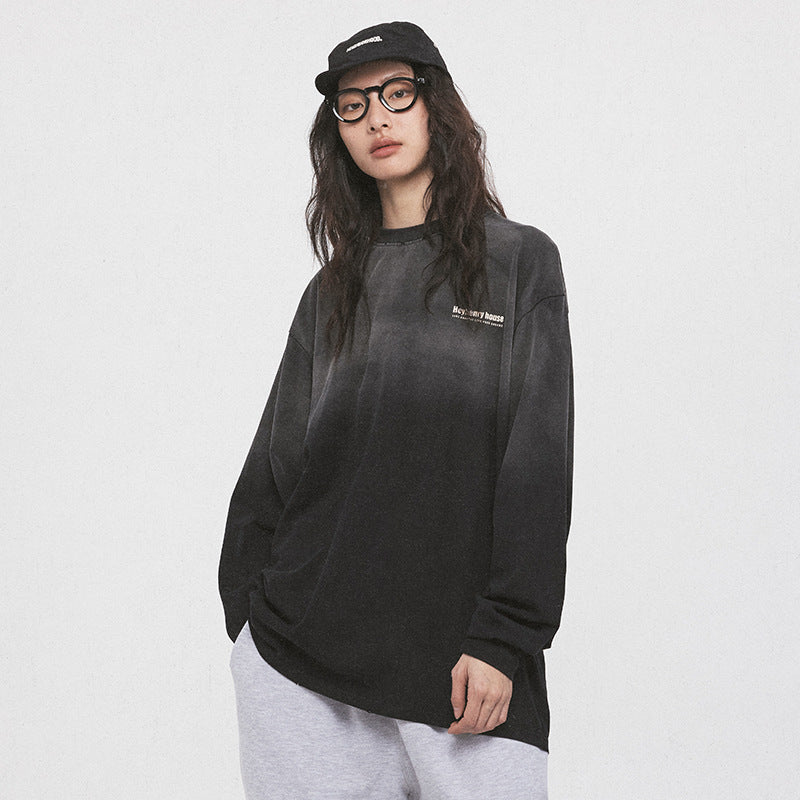 American Letter Print Loose Cotton Sweatshirt