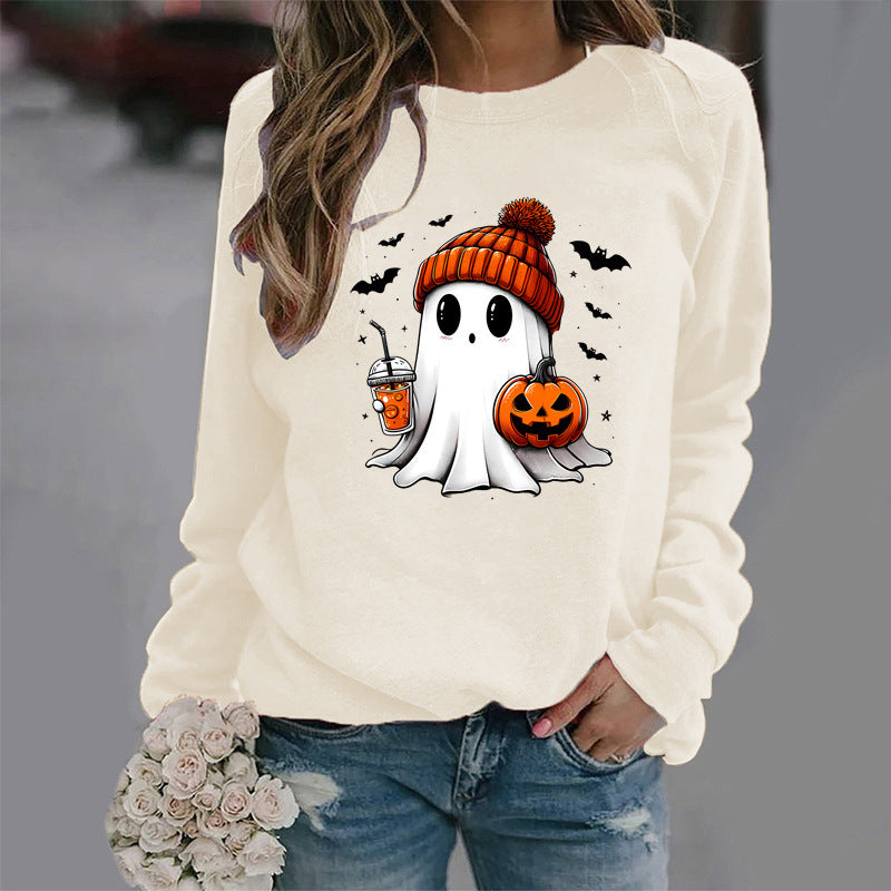 Halloween Print Long Sleeve Pullover Sweater