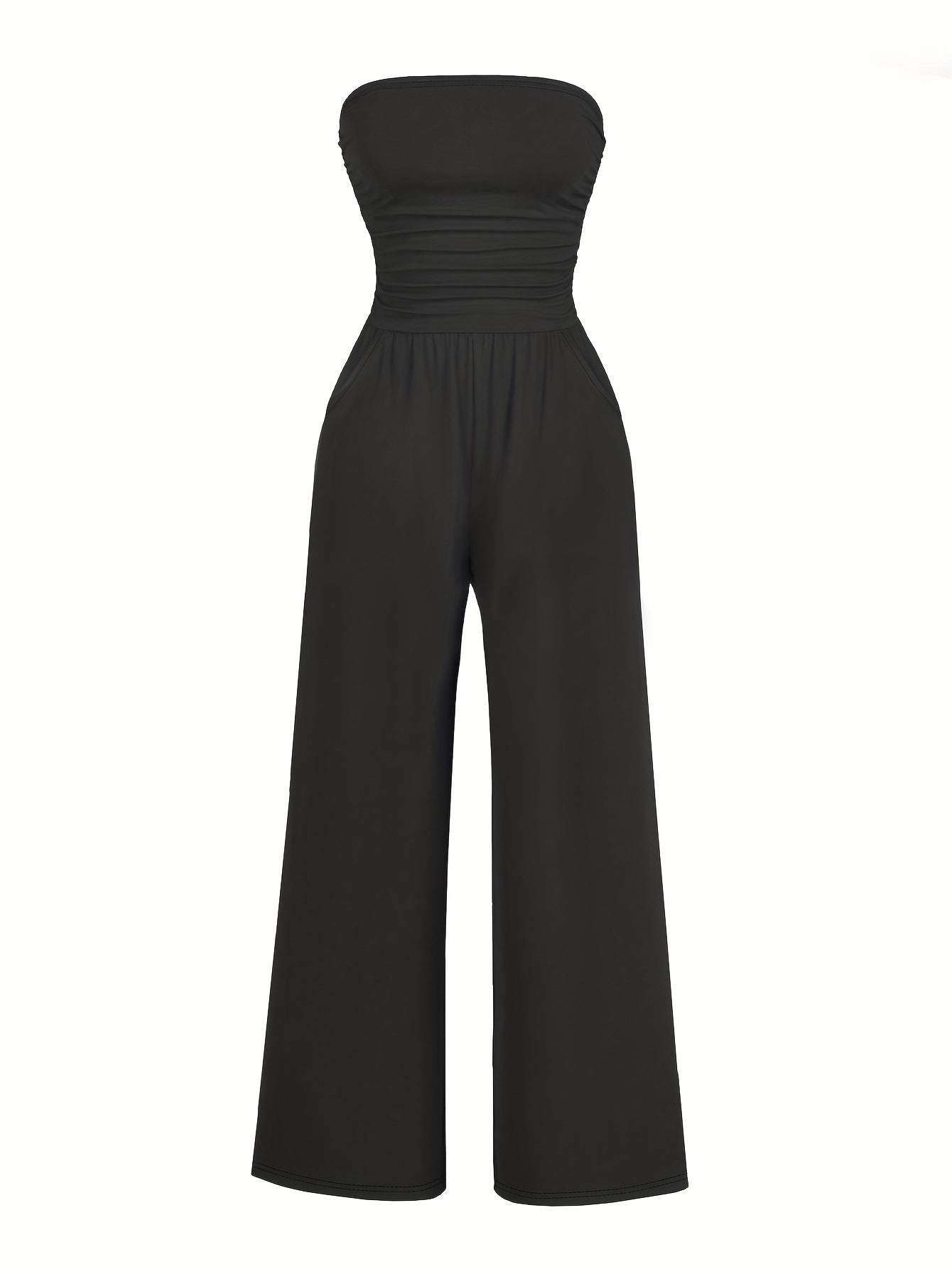 Comfy Chenille Strapless Casual One-Piece Jumpsuit