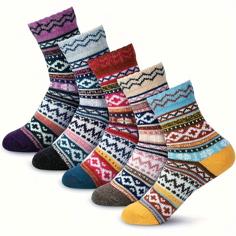 10 Pairs Thickened Soft Warm Women's Winter Knitted Casual Socks for Mountaineering, Skiing, and Christmas Gift Outdoor Socks