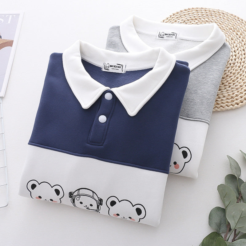 Cute Embroidered Thickened Winter Pullover Sweater