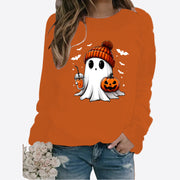 Halloween Print Long Sleeve Pullover Sweater