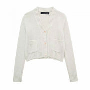 Women's Street Fashion V-neck Knitted Cardigan Coat
