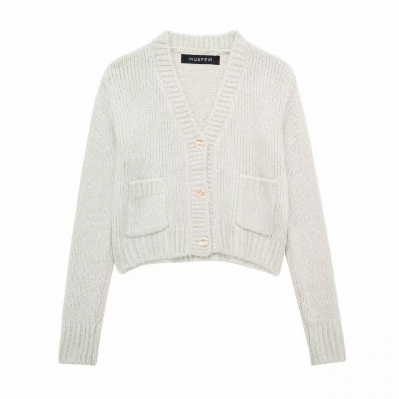 Women's Street Fashion V-neck Knitted Cardigan Coat