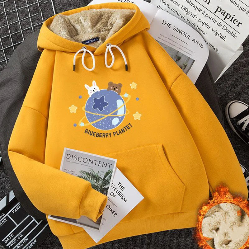 Women's Fleece-Lined Thickened Cashmere Hoodie