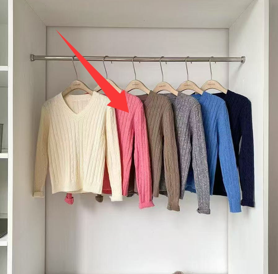 V-neck Pullover Vintage Knit Top for Layering