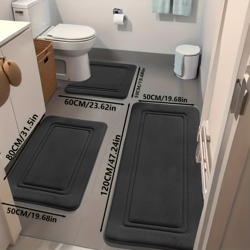 3pcs Ultra-Absorbent Bath Mats, Non-Slip Bathroom Floor Mats, Ultra Soft and Comfortable Premium Bath Blankets, Bathtub, Shower, Bathroom Accessories, Bathroom Decor, Home Decor Floor Mats...