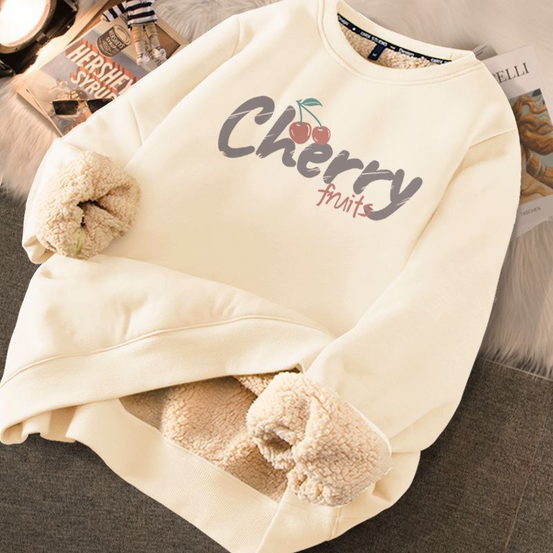 Women's Cute Printed Thickened Fleece Pullover Sweater