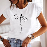 Casual Letter Print T-Shirt – Soft Cotton, Loose Fit, Fresh Look