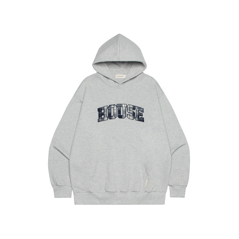 Cozy Oversized Letter Patch Couple Hoodie