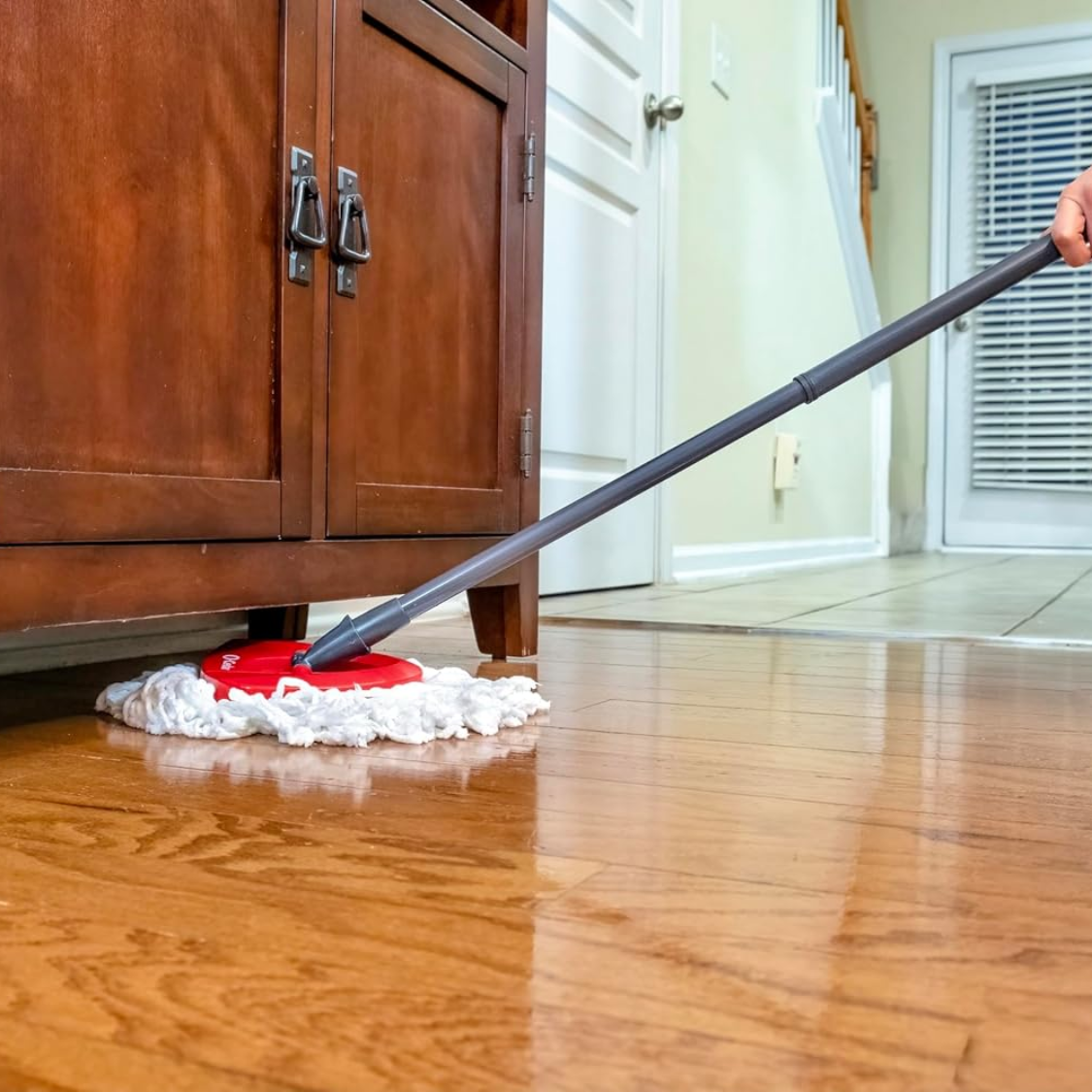 Easywring Microfiber Spin Mop Bucket Floor Cleaning System Red Gray Standard