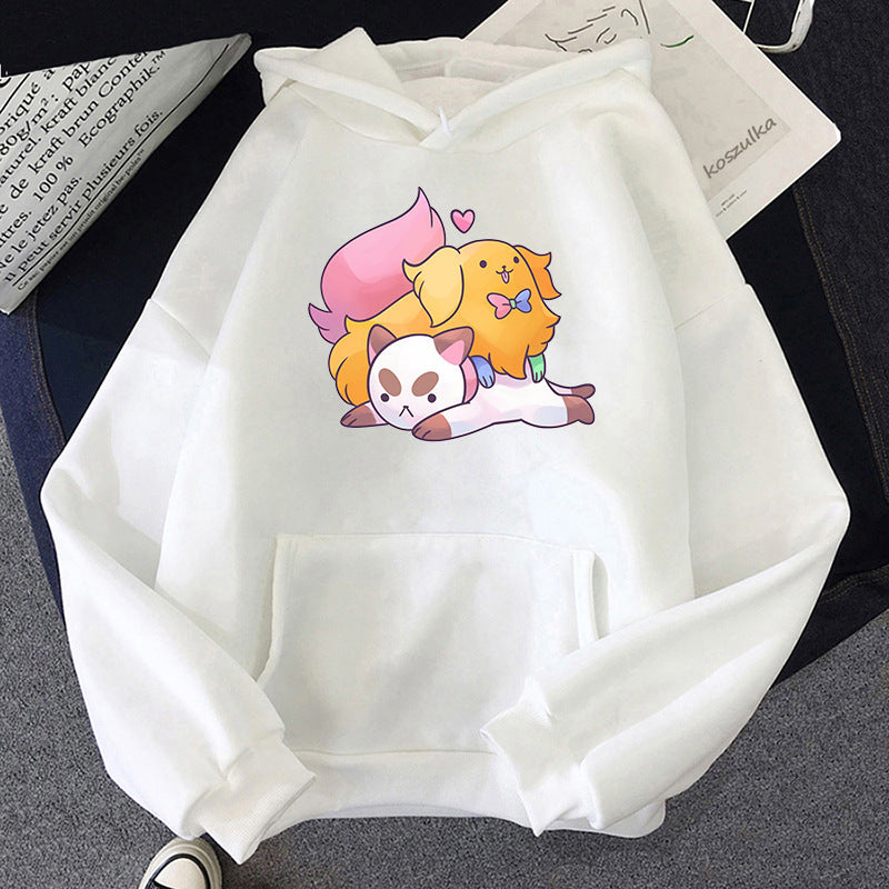 Cute Cartoon Cat & Puppy Graphic Pullover Sweater