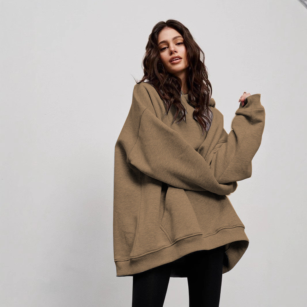 Cozy Fleece-Lined Kangaroo Pocket Drawstring Hoodie