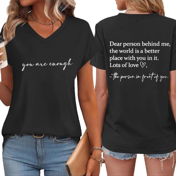 V-Neck Print Pullover – Trendy Short‑Sleeve Shirt for Women