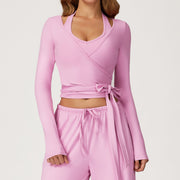Brushed Yoga Long Sleeve One Piece Strap Yoga Clothes Sports Workout Clothes