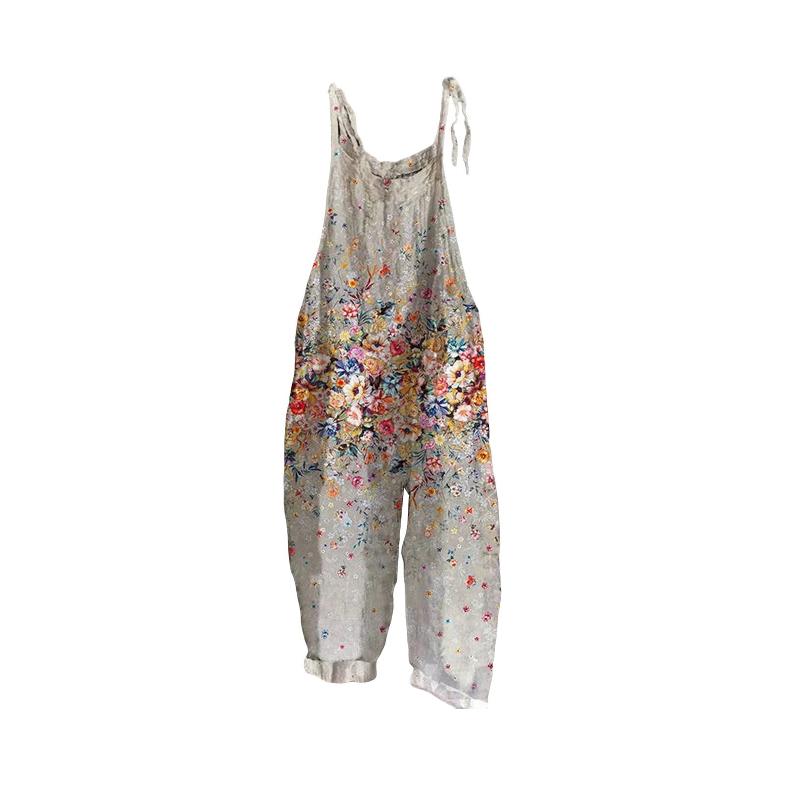 Vintage Print Sleeveless Wide Leg Jumpsuit
