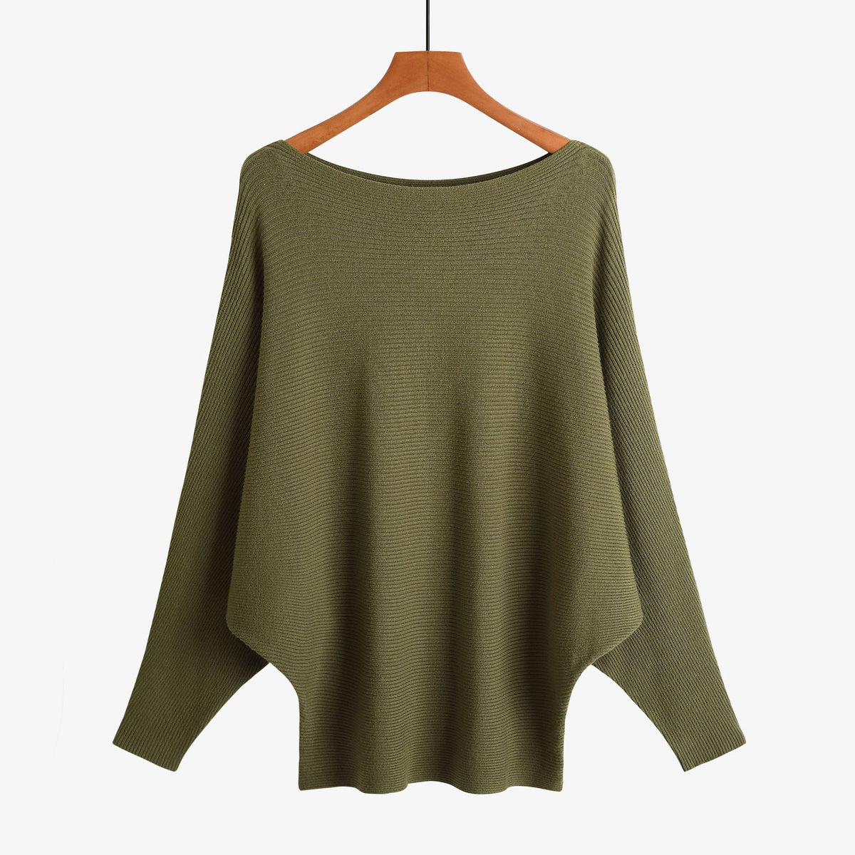 Halter-neck Batwing-knit Highly Elastic Laid-back Pullover Top