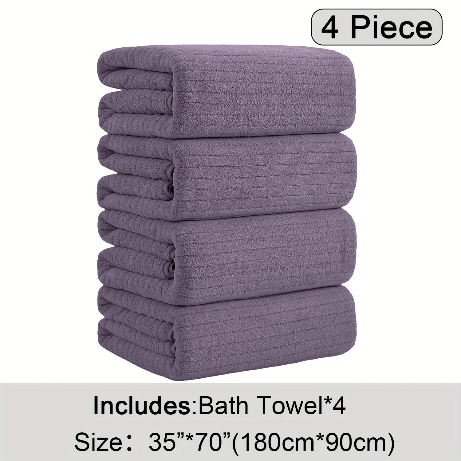 4-Piece Extra Large Microfiber Bath Towel Set, 35" x 70"