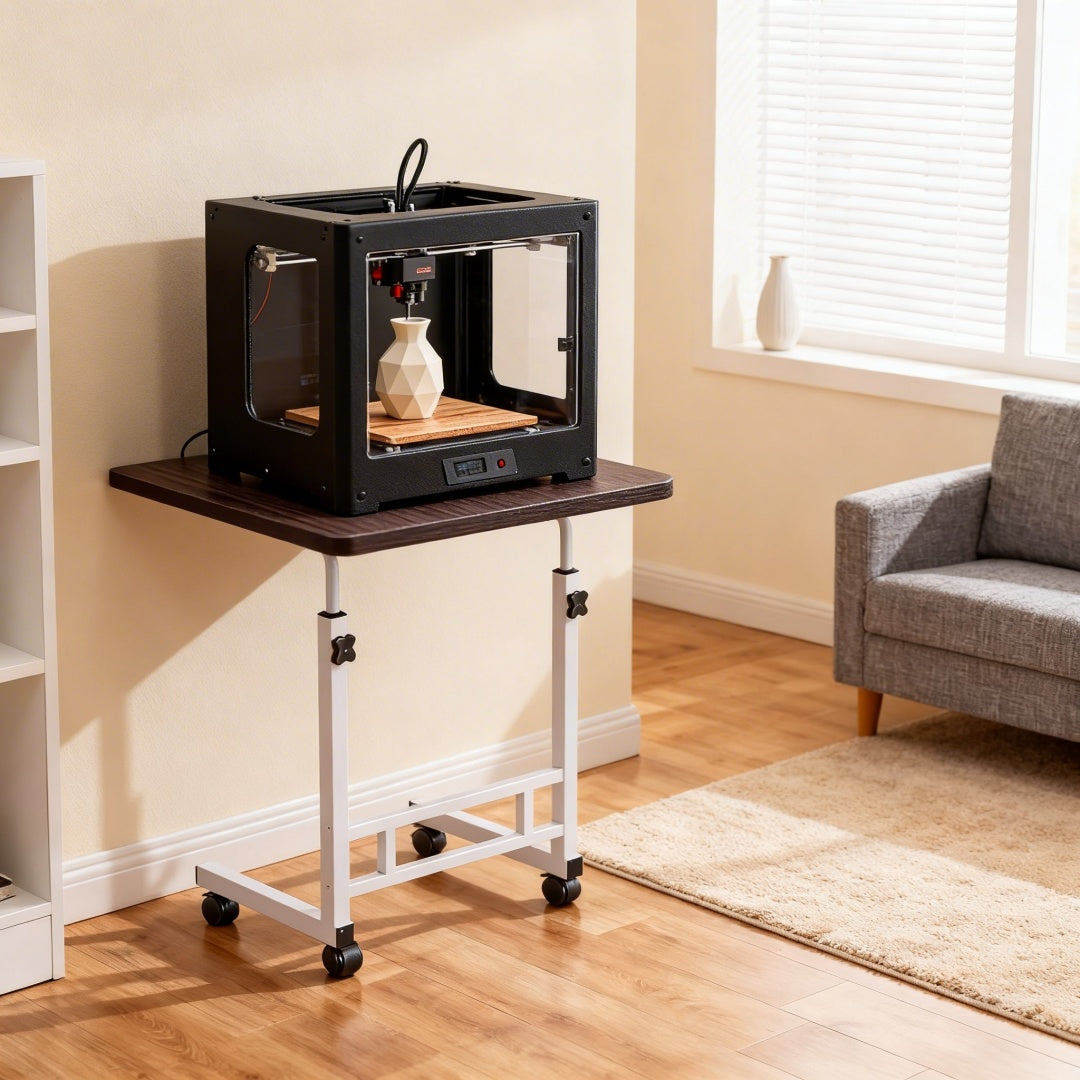 Heavy‑Duty 3D Printer Workbench with Metal Frame, Storage Rack, Large Work Surface and Locking Wheels