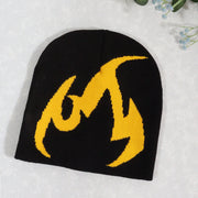 Flame Pattern Jacquard Knit Beanie Hats