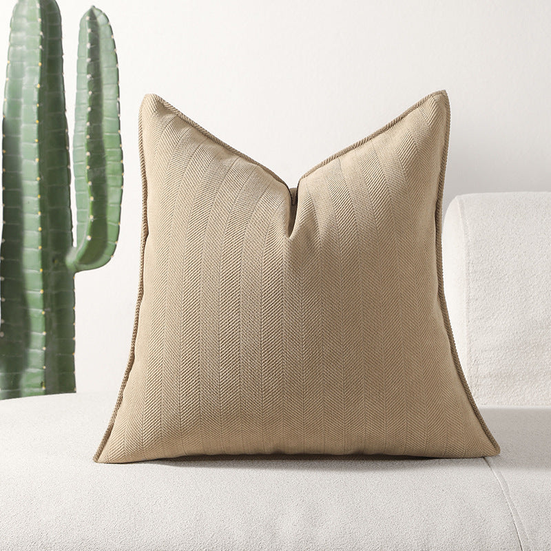 Herringbone Trim Throw Pillow Cover - Modern Minimalist Sofa Cushion Case