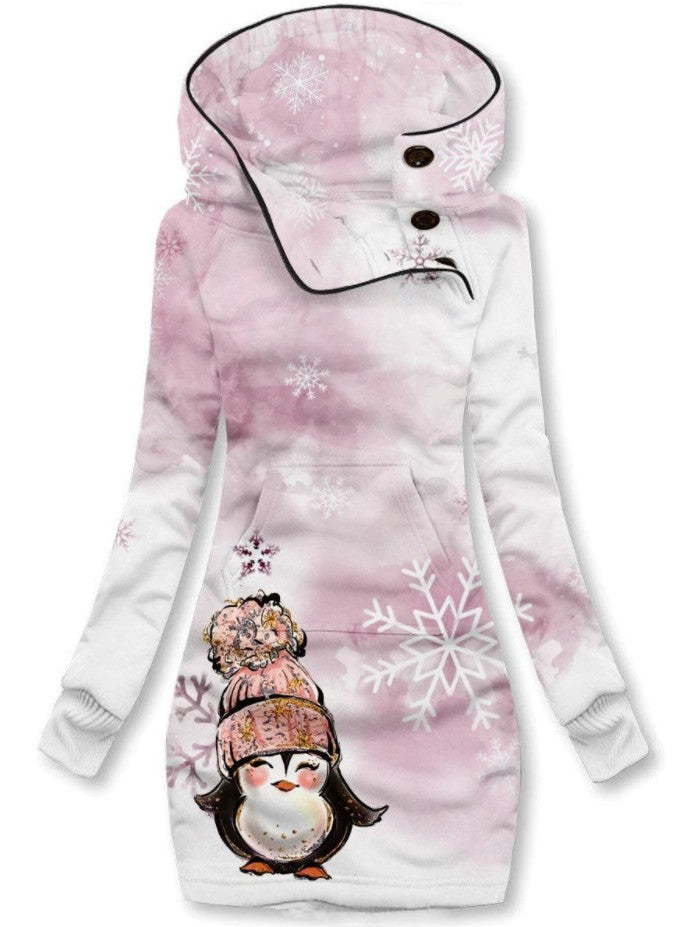 3D Printed Women's Casual Hoodie Sweatshirt Dress
