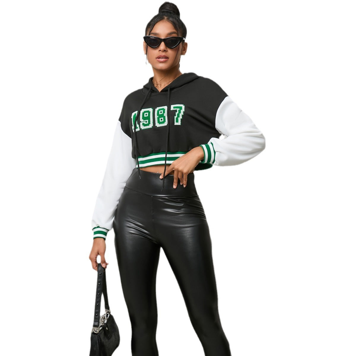 Women's Short Raglan Sleeve Letter Pullover Sweater