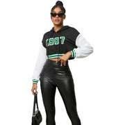 Women's Short Raglan Sleeve Letter Pullover Sweater
